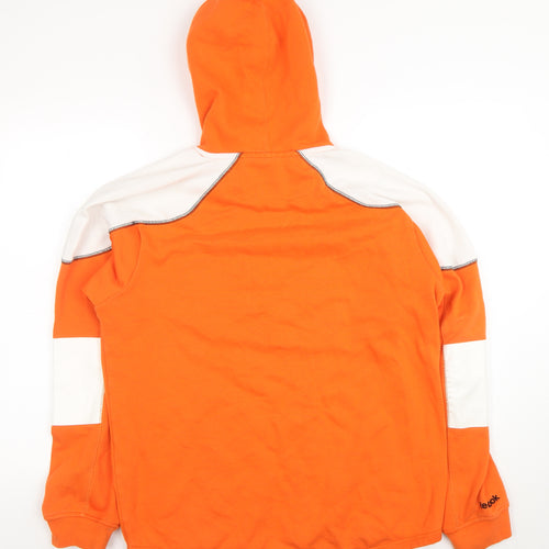 Reebok Men’s Orange Pullover Hoodie M NHL Hockey Graphic Sweatshirt