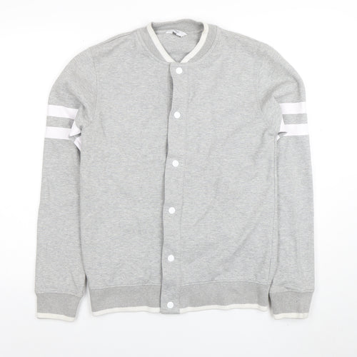 Next Men’s Grey Small Button Up Long Sleeve Sweatshirt