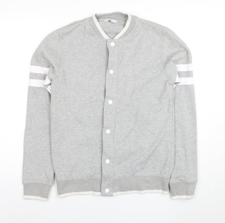 Next Men’s Grey Small Button Up Long Sleeve Sweatshirt