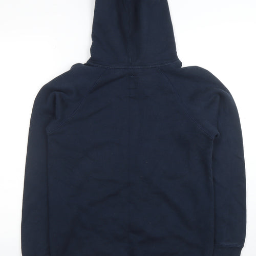 Jack Wills Women Navy Pullover Hoodie UK 8 Logo Print Cotton Blend