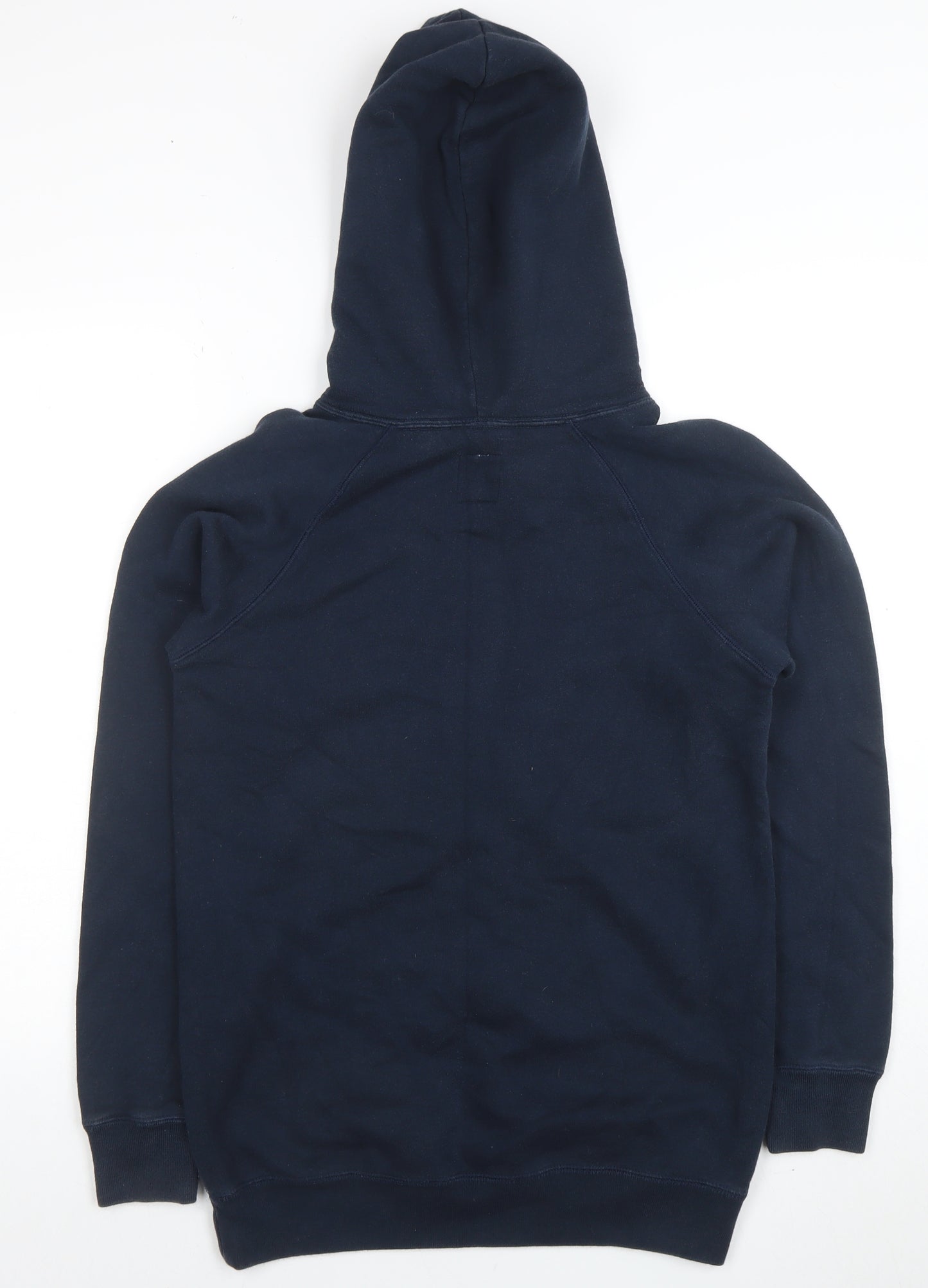Jack Wills Women Navy Pullover Hoodie UK 8 Logo Print Cotton Blend