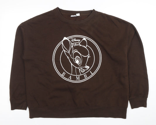 Front view of Disney Bambi Brown Women's Medium Pullover Sweatshirt