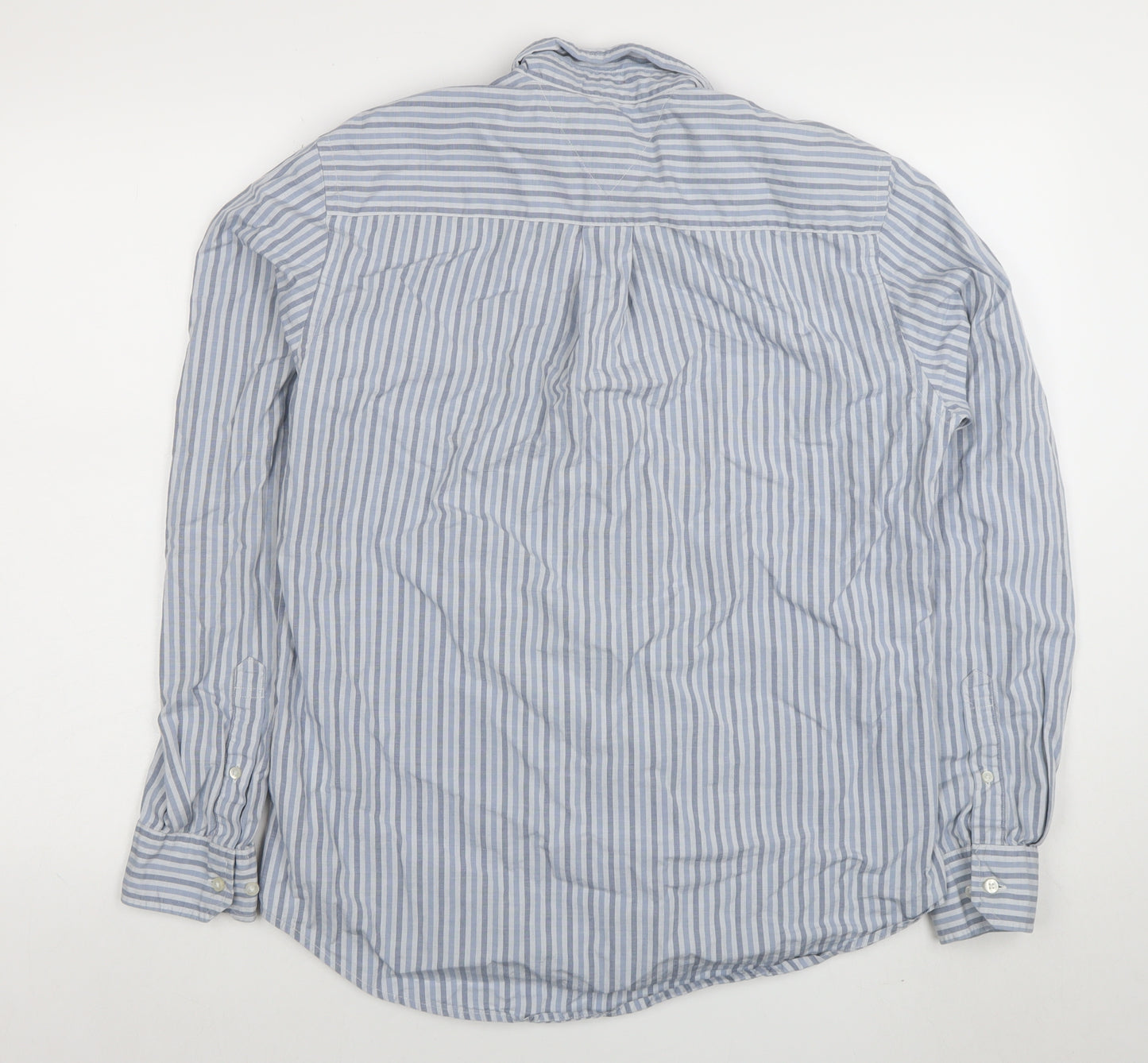 Tommy Hilfiger Men's Blue Striped Button-Down Shirt M Custom Fit