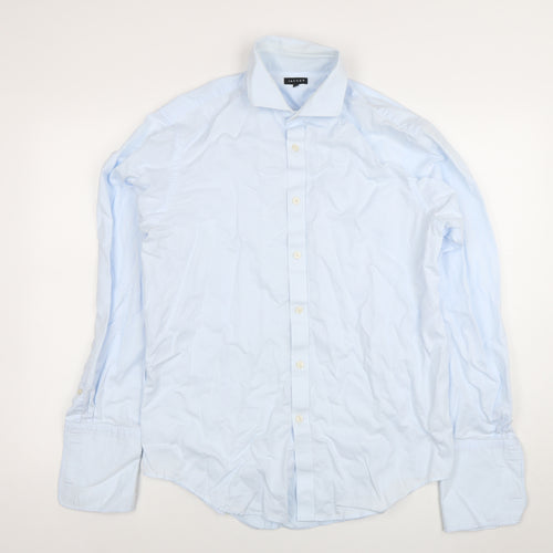 Jaeger Men's Blue 16 Regular Fit Long Sleeve Cotton Button-Up Shirt