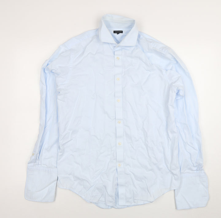 Jaeger Men's Blue 16 Regular Fit Long Sleeve Cotton Button-Up Shirt