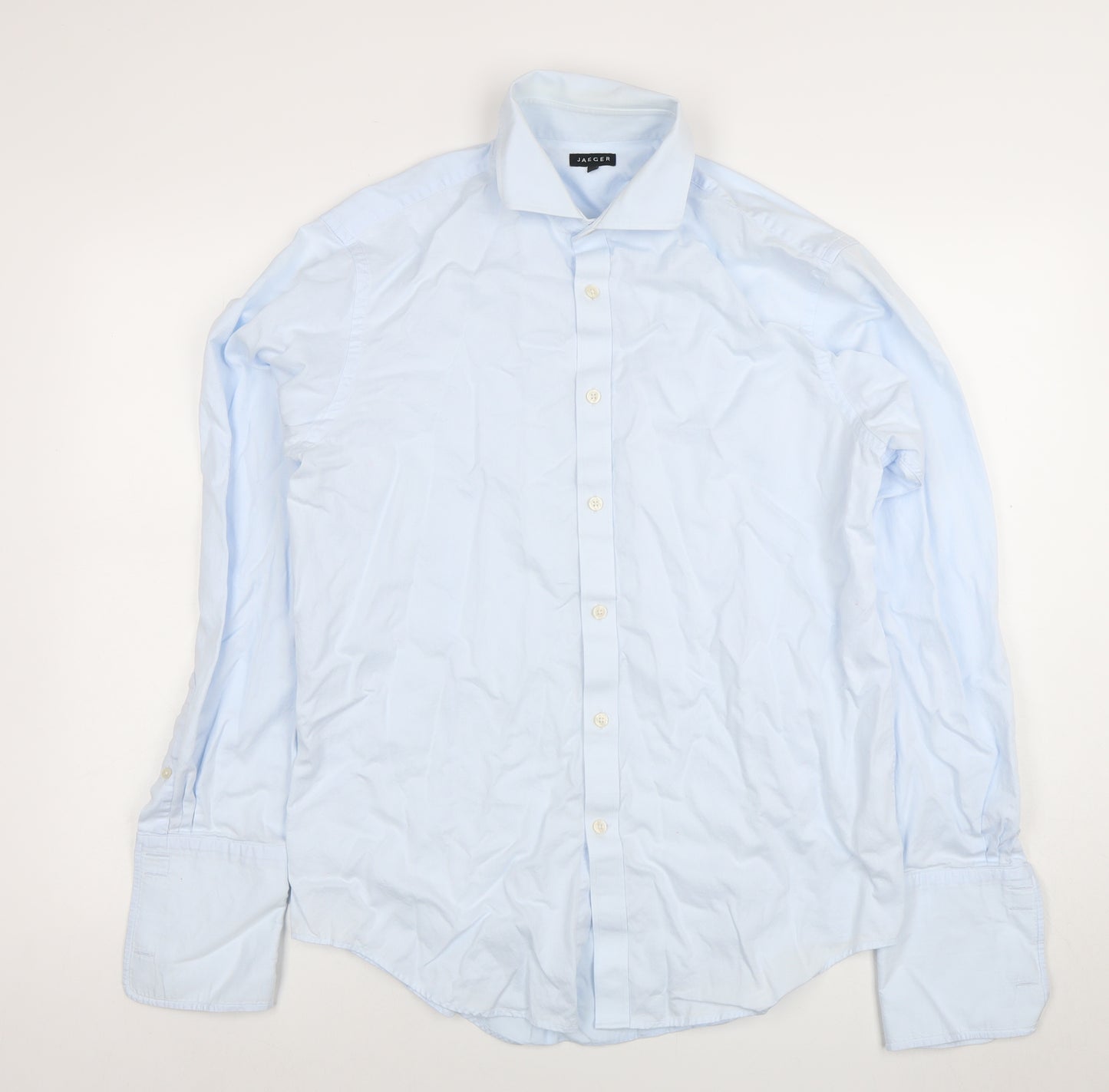Jaeger Men's Blue 16 Regular Fit Long Sleeve Cotton Button-Up Shirt