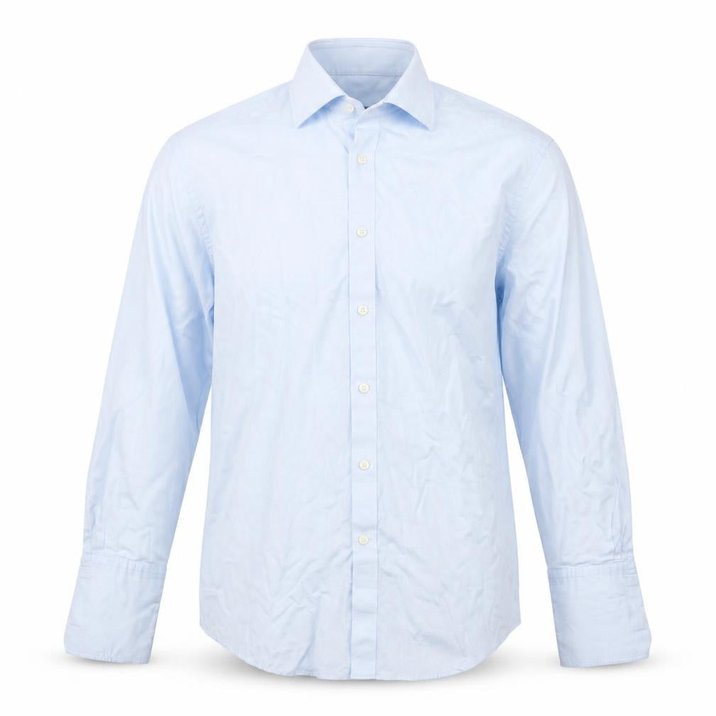 Front view of Jaeger Men's Blue 16 Regular Fit Long Sleeve Cotton Button-Up Shirt