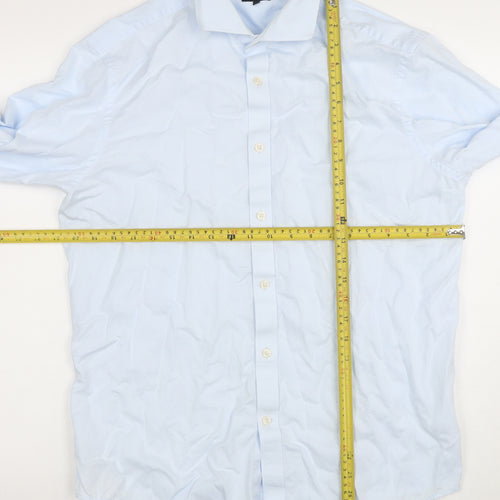 Jaeger Men's Blue 16 Regular Fit Long Sleeve Cotton Button-Up Shirt