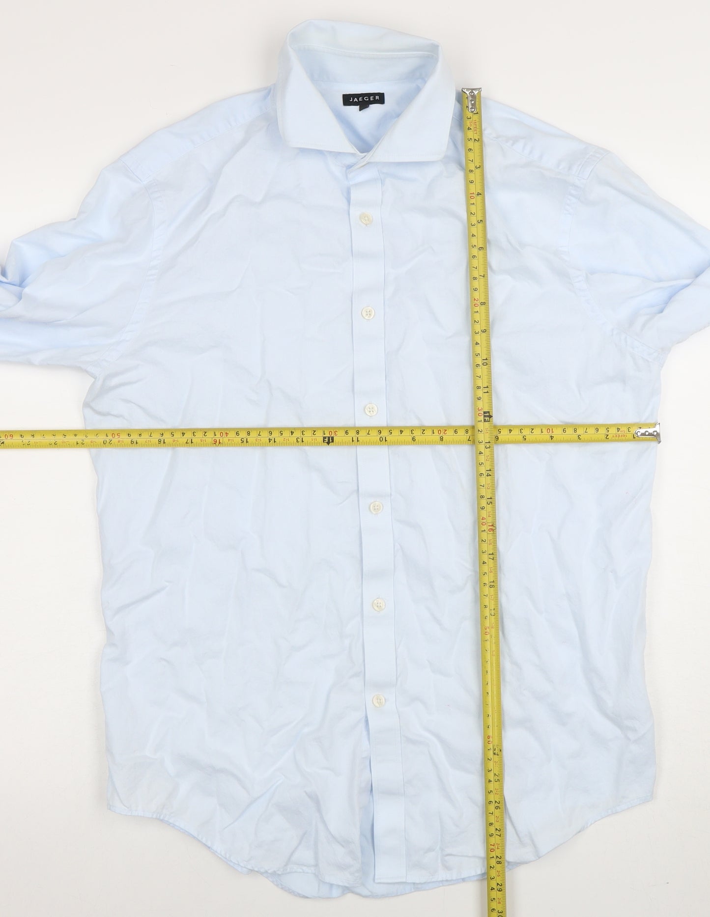 Jaeger Men's Blue 16 Regular Fit Long Sleeve Cotton Button-Up Shirt