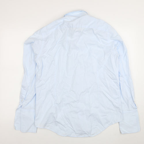 Jaeger Men's Blue 16 Regular Fit Long Sleeve Cotton Button-Up Shirt