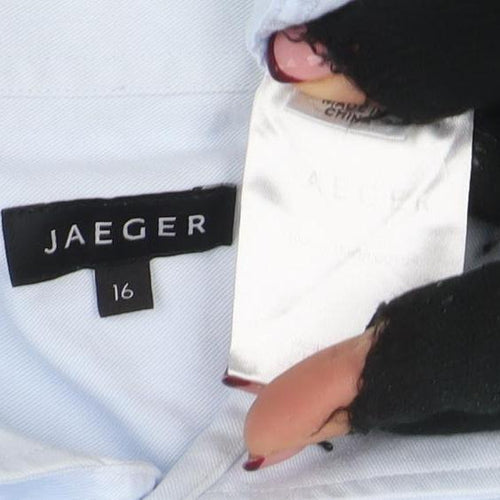 Jaeger Men's Blue 16 Regular Fit Long Sleeve Cotton Button-Up Shirt