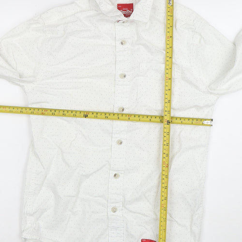 Superdry Men's White Polka Dot Button-Up Shirt Size S