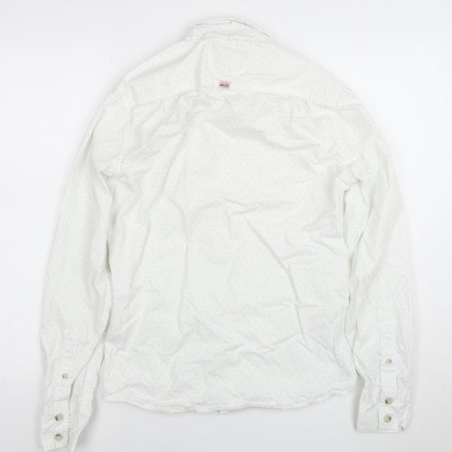 Superdry Men's White Polka Dot Button-Up Shirt Size S
