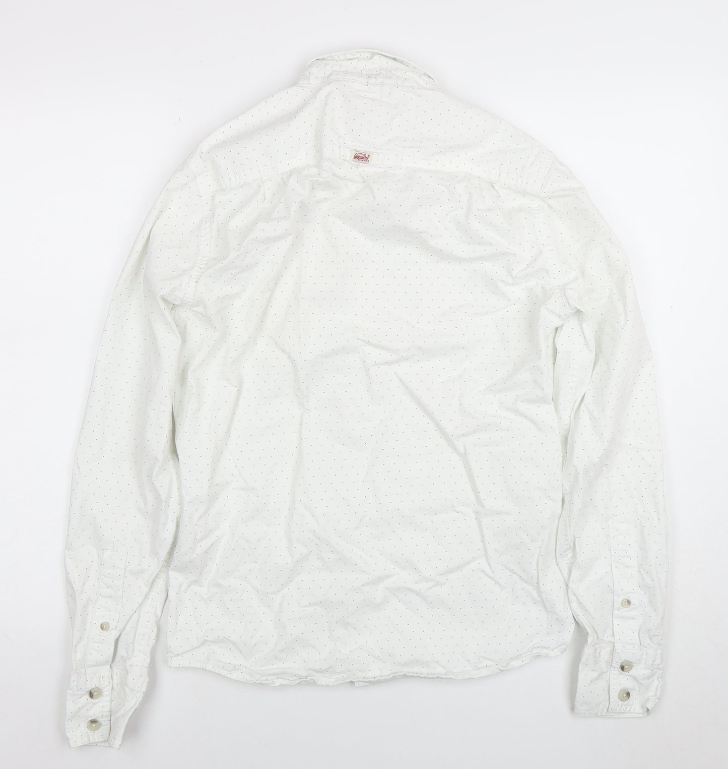 Superdry Men's White Polka Dot Button-Up Shirt Size S