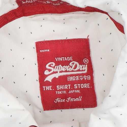 Superdry Men's White Polka Dot Button-Up Shirt Size S