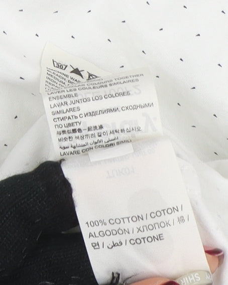Superdry Men's White Polka Dot Button-Up Shirt Size S