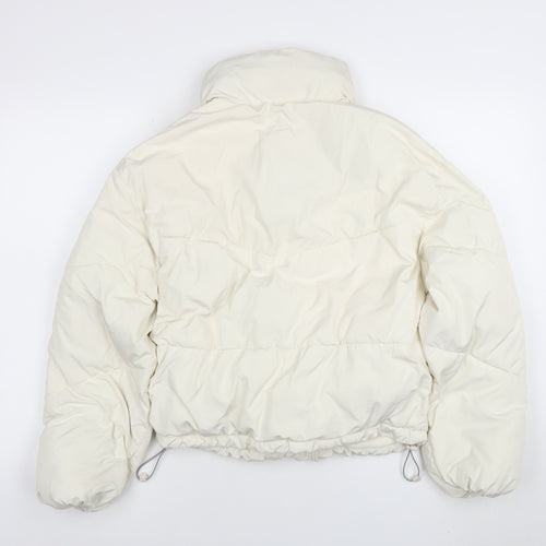 Pull & Bear Women Ivory Short Puffer Jacket XS Winter Coat
