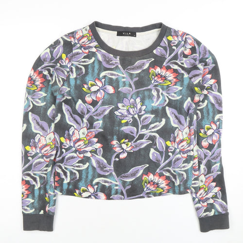 Vila Women's Multicoloured Floral Long Sleeve Crew Neck T-Shirt XS
