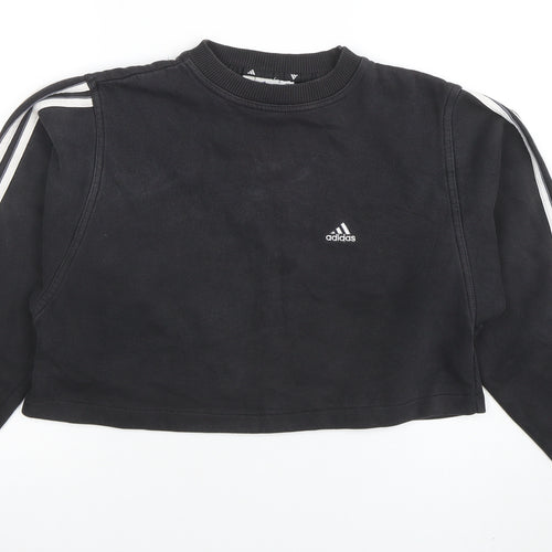 Adidas Women's Black Crew Neck Cropped Sweatshirt Size S