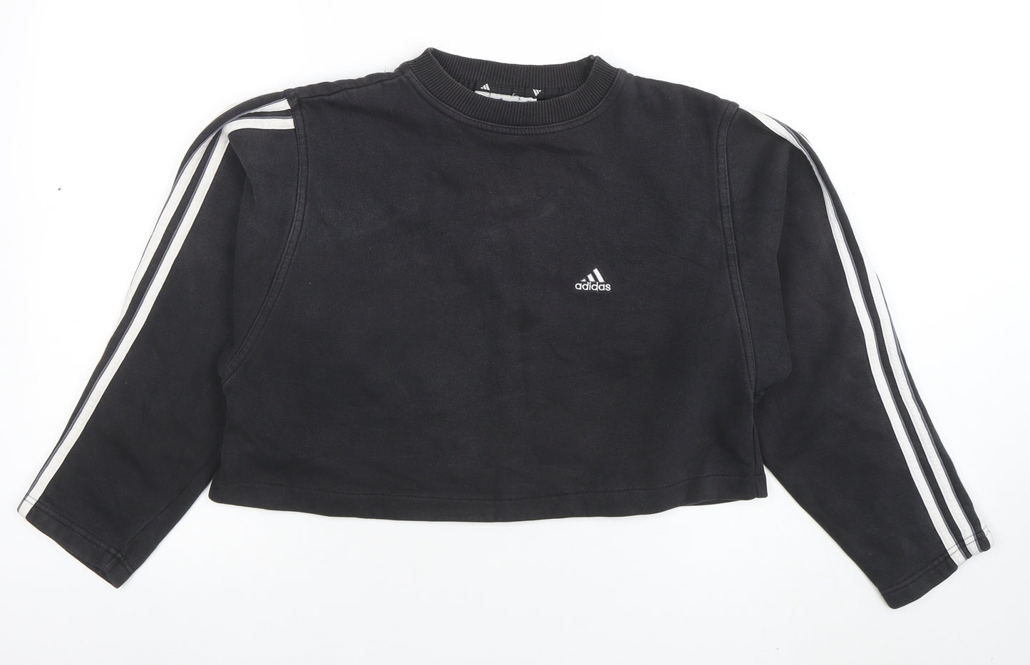 Adidas Women's Black Crew Neck Cropped Sweatshirt Size S