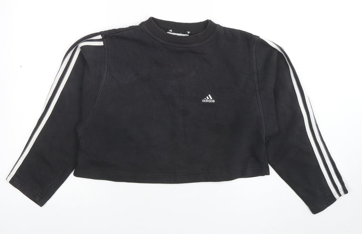 Adidas Women's Black Crew Neck Cropped Sweatshirt Size S
