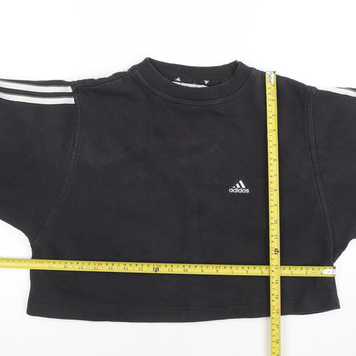 Adidas Women's Black Crew Neck Cropped Sweatshirt Size S