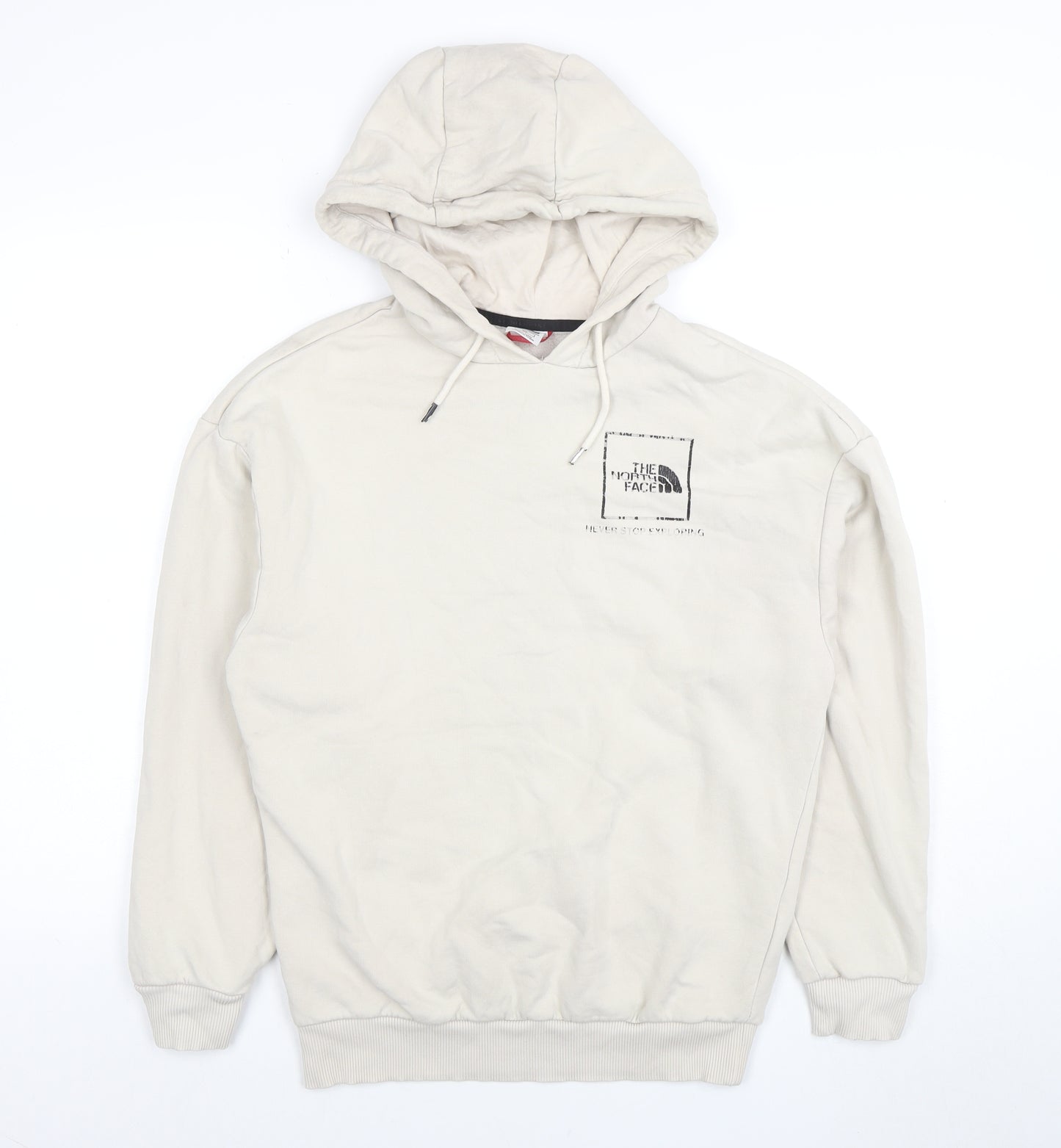 The North Face Womens Beige Pullover Hoodie Small Logo Lined Sweatshirt
