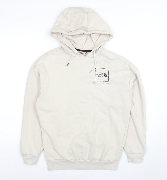 The North Face Womens Beige Pullover Hoodie Small Logo Lined Sweatshirt
