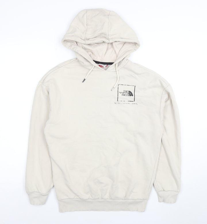 The North Face Womens Beige Pullover Hoodie Small Logo Lined Sweatshirt