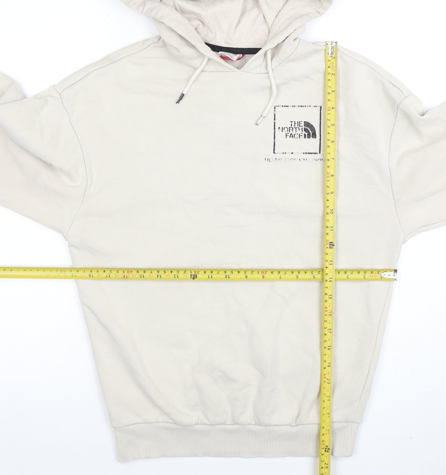 The North Face Womens Beige Pullover Hoodie Small Logo Lined Sweatshirt