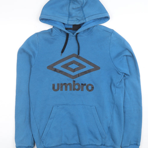 Umbro Men's Blue Pullover Hoodie Small Logo Fleece Sweatshirt