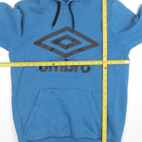 Umbro Men's Blue Pullover Hoodie Small Logo Fleece Sweatshirt