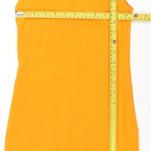 ZARA Women Orange Sleeveless Bodycon Jersey Dress Size S
