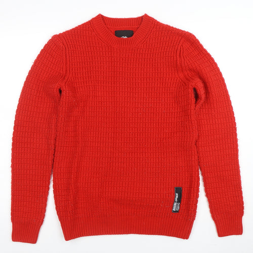 Clockhouse Women Red Waffle-Knit Acrylic Jumper XS