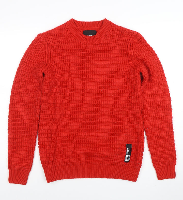 Clockhouse Women Red Waffle-Knit Acrylic Jumper XS