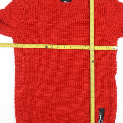 Clockhouse Women Red Waffle-Knit Acrylic Jumper XS
