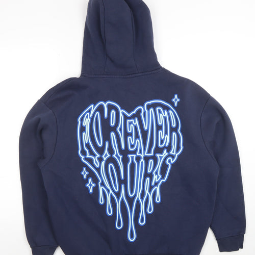 Forena Women's Navy Blue Pullover Hoodie Size S Graphic Print