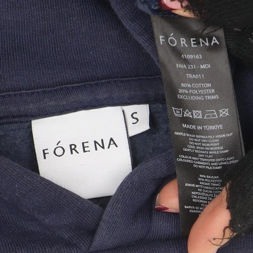 Forena Women's Navy Blue Pullover Hoodie Size S Graphic Print