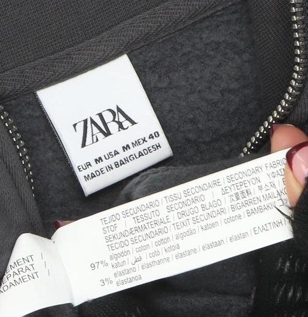 Zara Women’s Black 1/2 Zip Long Sleeve Pullover Sweatshirt Size 12