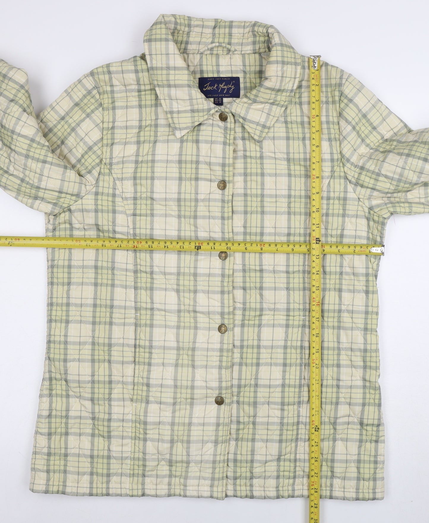 Jack Murphy Women's Beige Checked Quilted Jacket Size 16