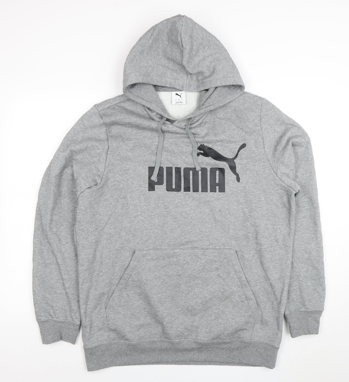 Puma Mens Grey Pullover Hoodie L Sportswear Fleece Logo Jumper