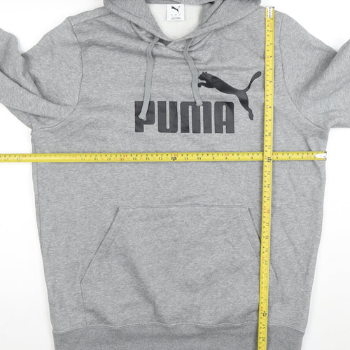 Puma Mens Grey Pullover Hoodie L Sportswear Fleece Logo Jumper