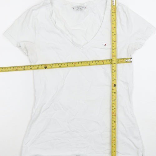 Tommy Hilfiger Women's White V-Neck Short Sleeve Cotton T-Shirt Size S