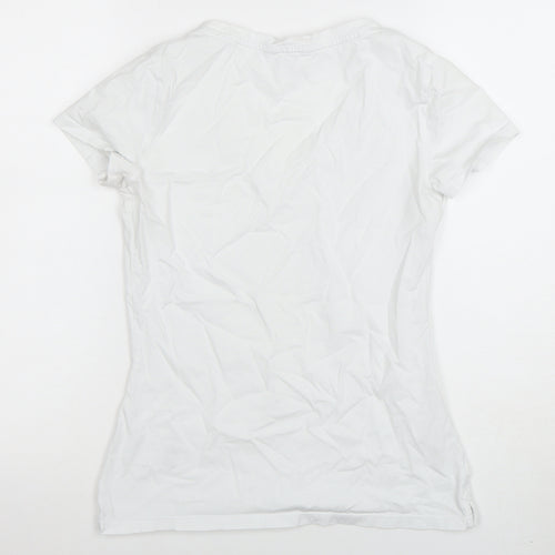 Tommy Hilfiger Women's White V-Neck Short Sleeve Cotton T-Shirt Size S