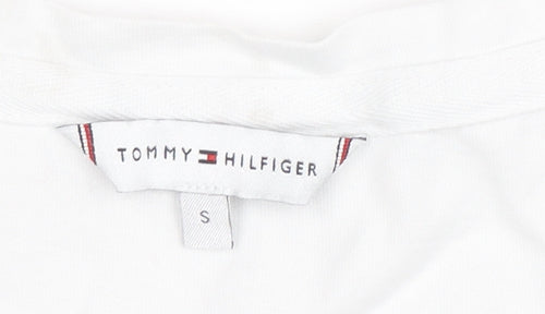 Tommy Hilfiger Women's White V-Neck Short Sleeve Cotton T-Shirt Size S