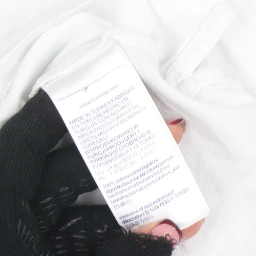 Tommy Hilfiger Women's White V-Neck Short Sleeve Cotton T-Shirt Size S