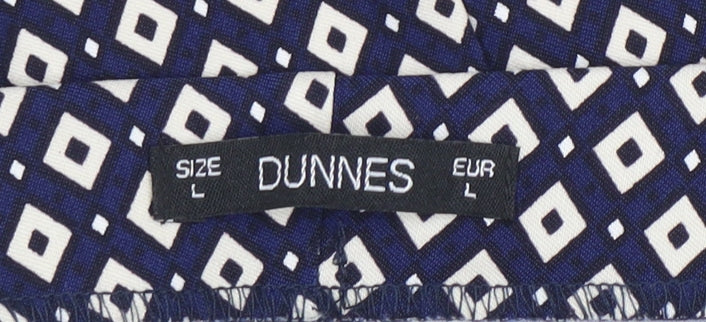 Dunnes Womens Blue Geometric Cropped Stretch Trousers L