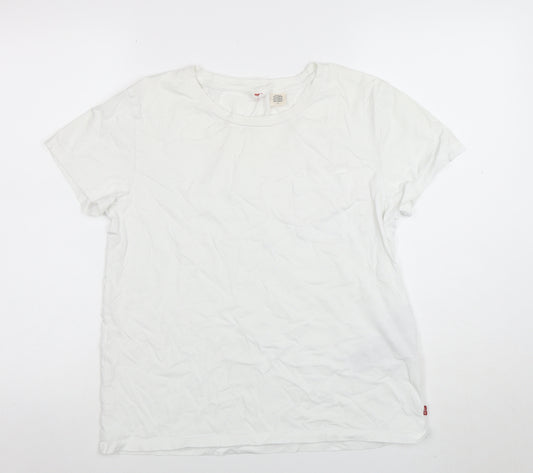 Levi's Women's White Cotton Basic Crew Neck T-Shirt L