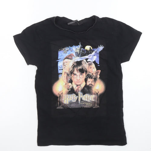 Harry Potter Women's Black Cotton Graphic T-Shirt Size 4