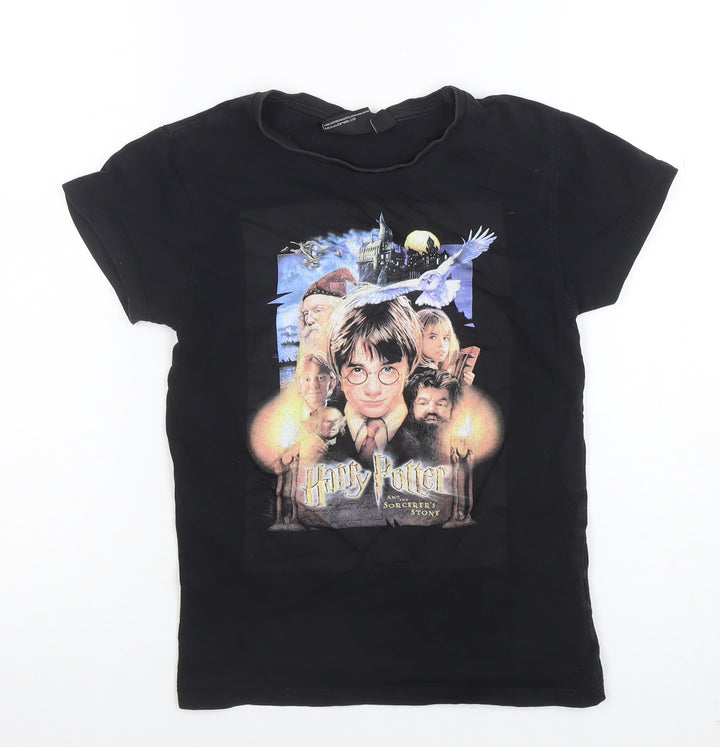 Harry Potter Women's Black Cotton Graphic T-Shirt Size 4